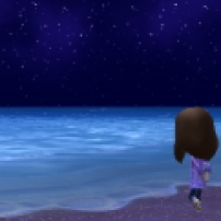 Lily gazing out at sea.